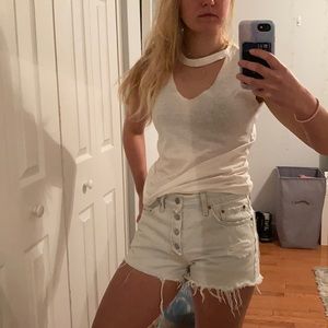 White cut out tank top